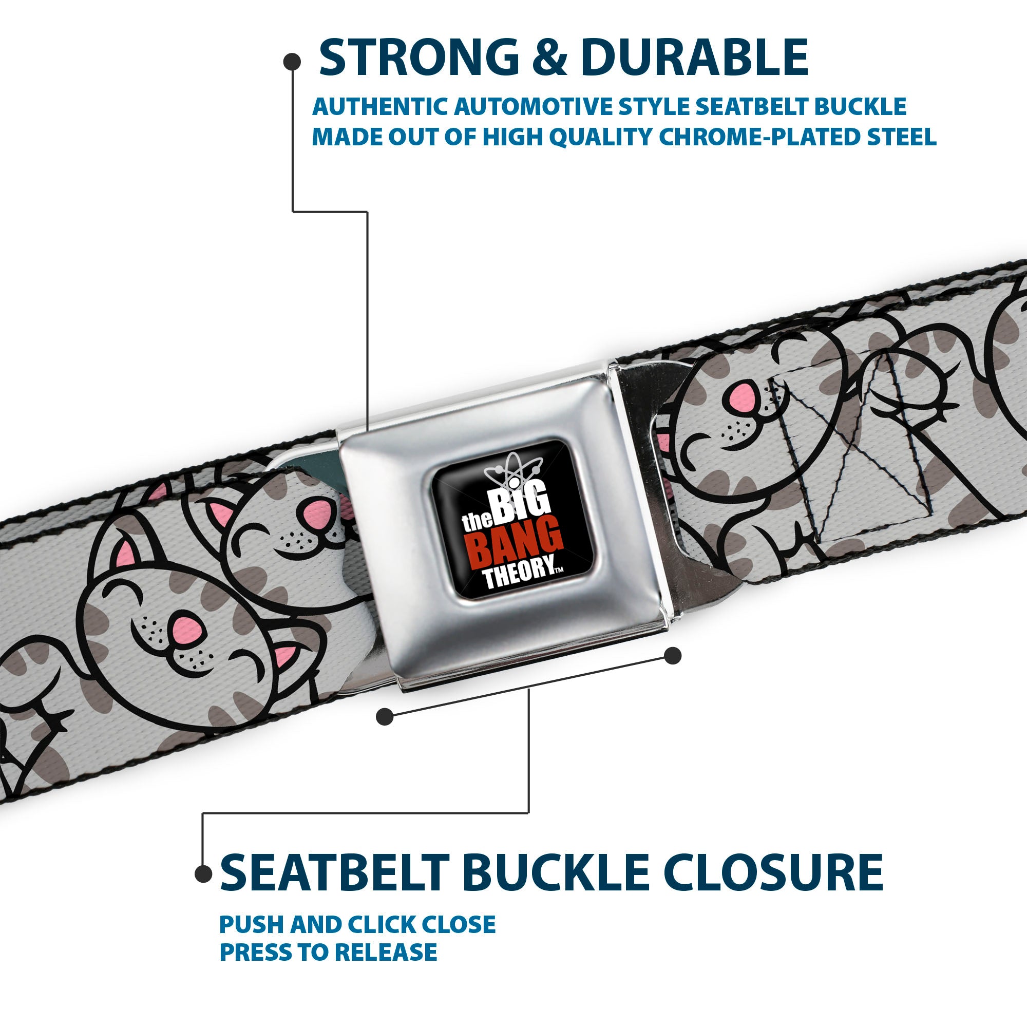 THE BIG BANG THEORY Full Color Black White Red Seatbelt Belt - Soft Kitty Poses Webbing Seatbelt Belts The Big Bang Theory