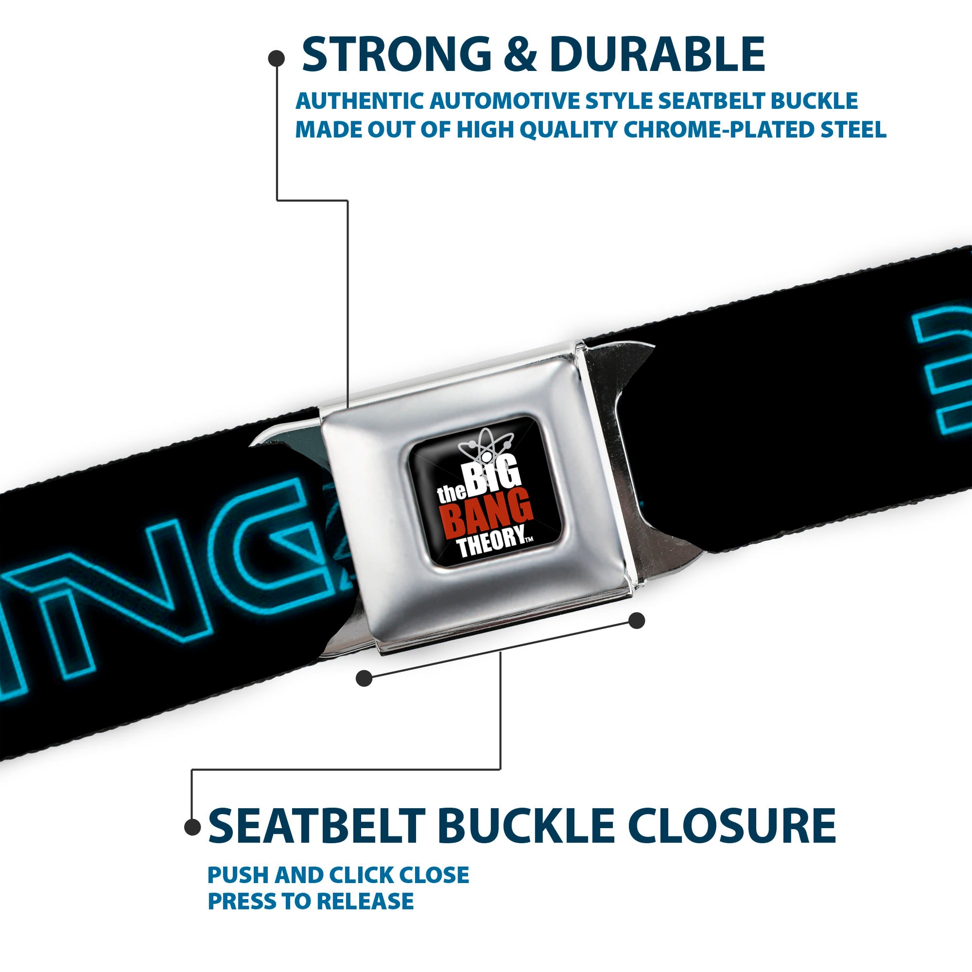 THE BIG BANG THEORY Full Color Black White Red Seatbelt Belt - Sheldon/BAZINGA! Black/Blue Glow Webbing Seatbelt Belts The Big Bang Theory