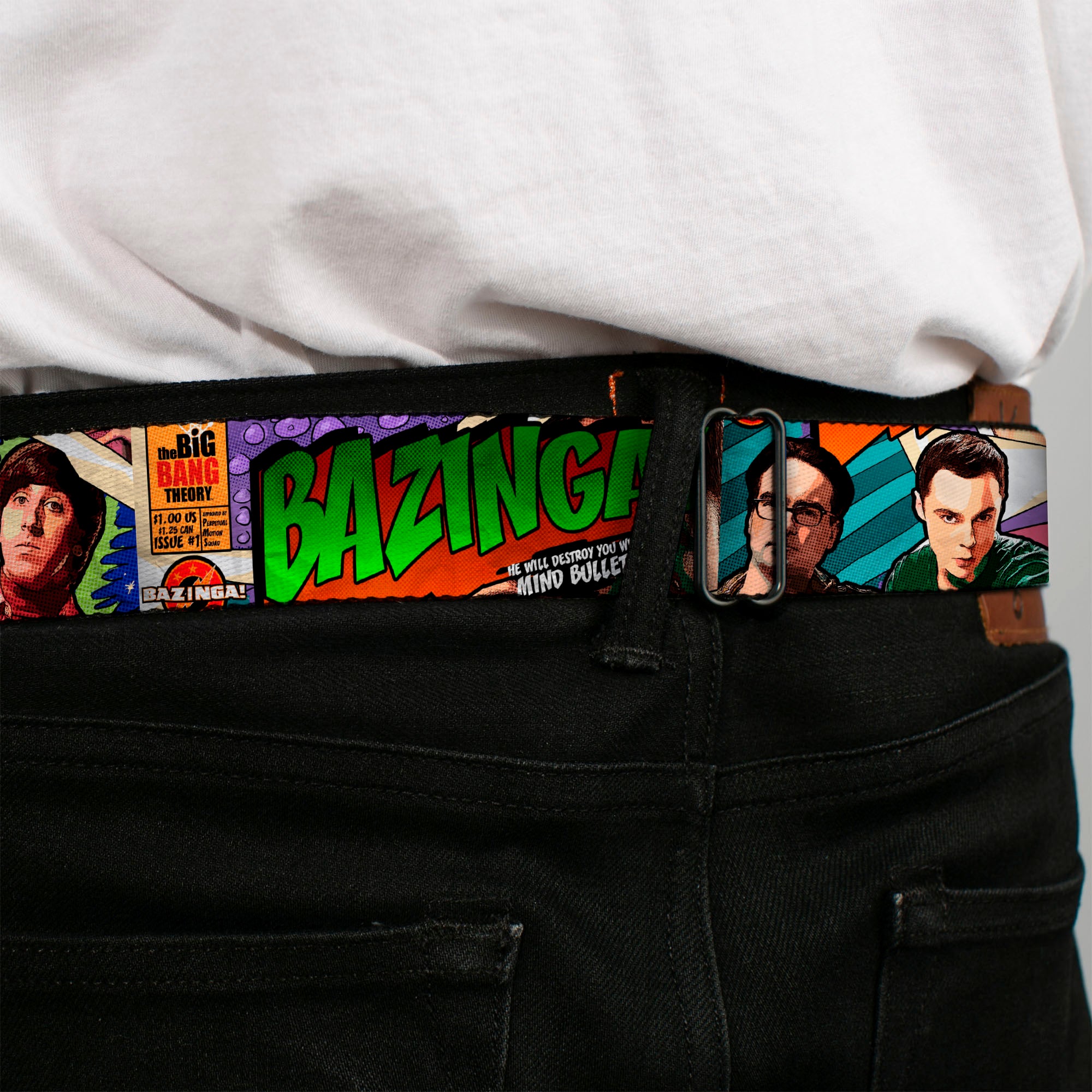 THE BIG BANG THEORY Full Color Black White Red Seatbelt Belt - The Big Bang Theory Comic Strip Webbing Seatbelt Belts The Big Bang Theory