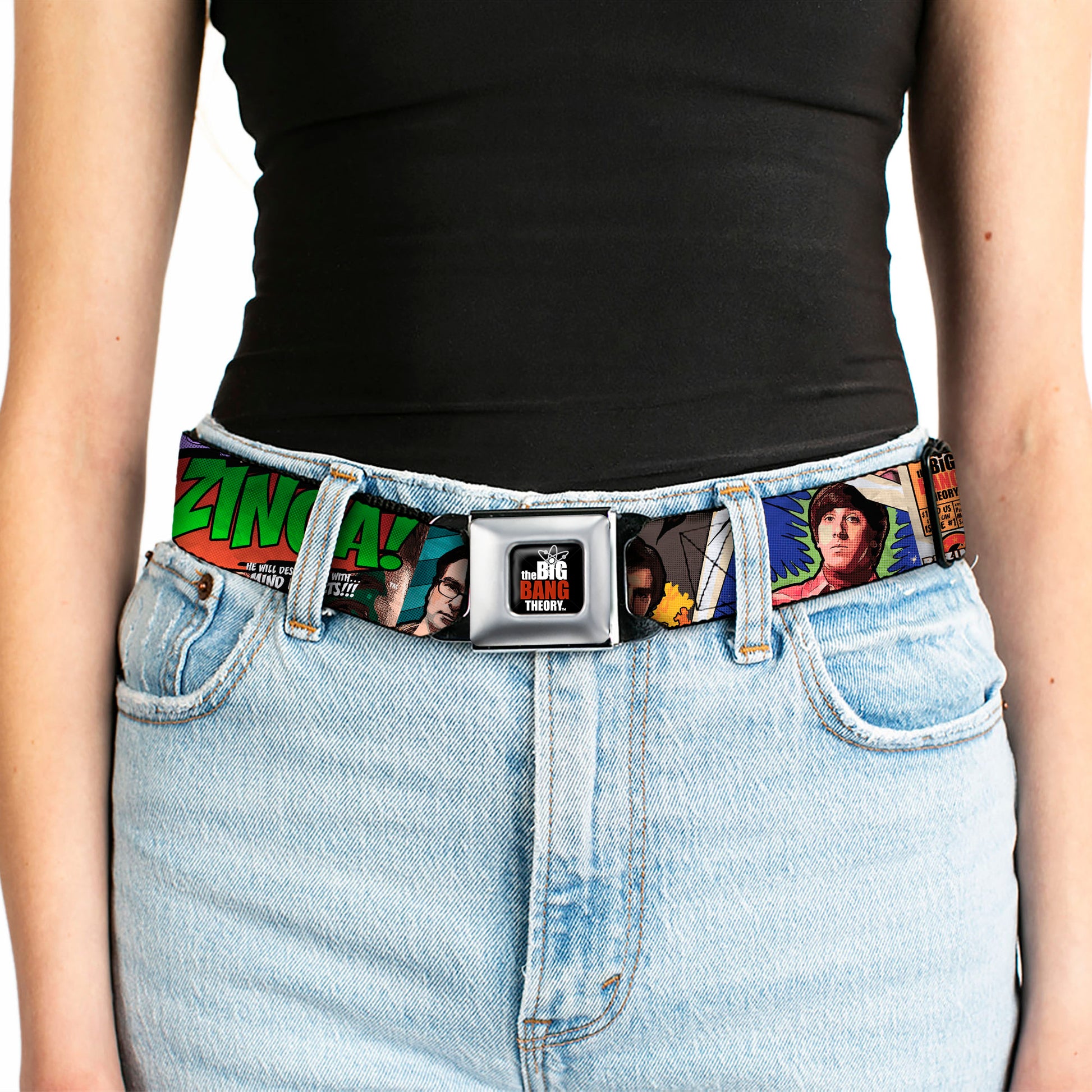 THE BIG BANG THEORY Full Color Black White Red Seatbelt Belt - The Big Bang Theory Comic Strip Webbing Seatbelt Belts The Big Bang Theory
