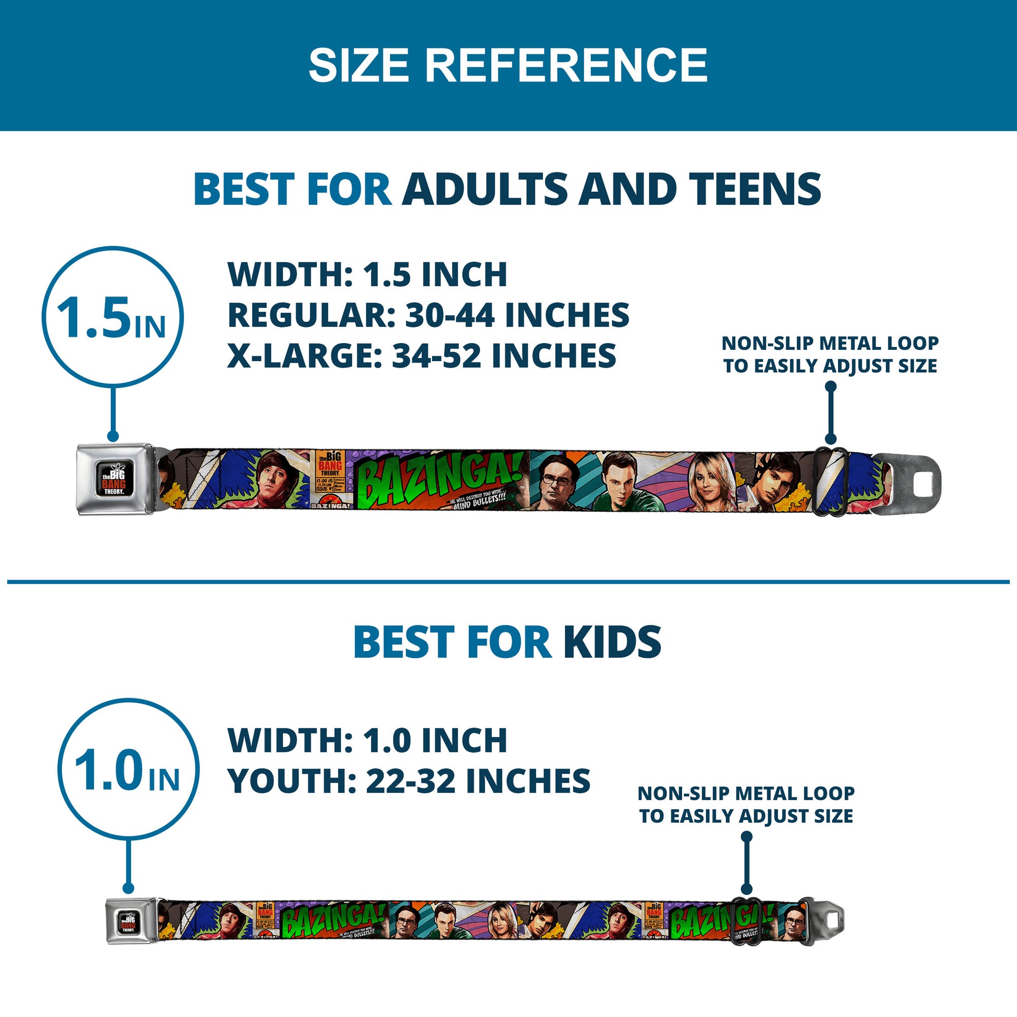 THE BIG BANG THEORY Full Color Black White Red Seatbelt Belt - The Big Bang Theory Comic Strip Webbing Seatbelt Belts The Big Bang Theory