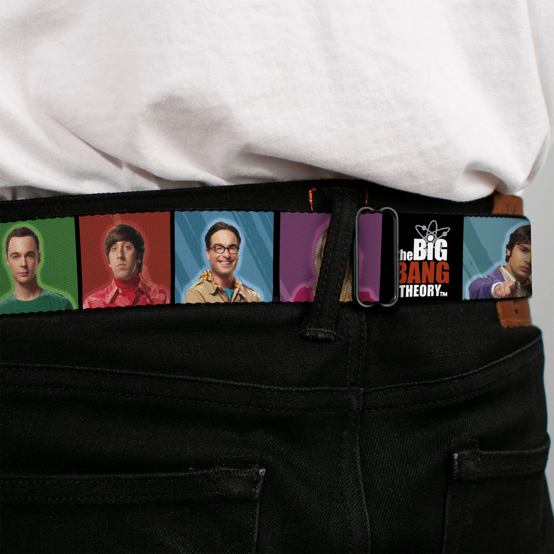 THE BIG BANG THEORY Full Color Black White Red Seatbelt Belt - BBT Character Blocks w/Logo Webbing Seatbelt Belts The Big Bang Theory