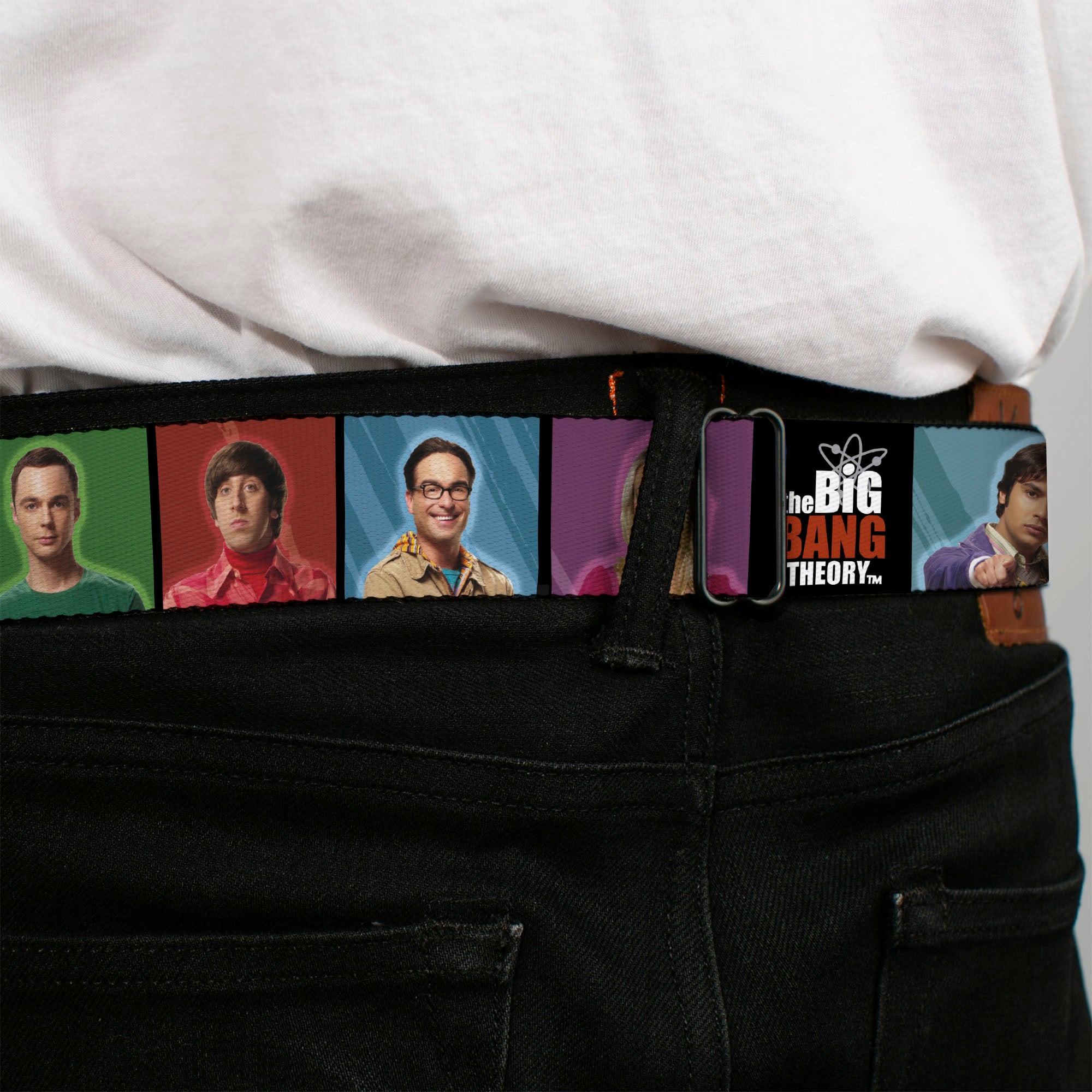 THE BIG BANG THEORY Full Color Black White Red Seatbelt Belt - BBT Character Blocks w/Logo Webbing Seatbelt Belts The Big Bang Theory