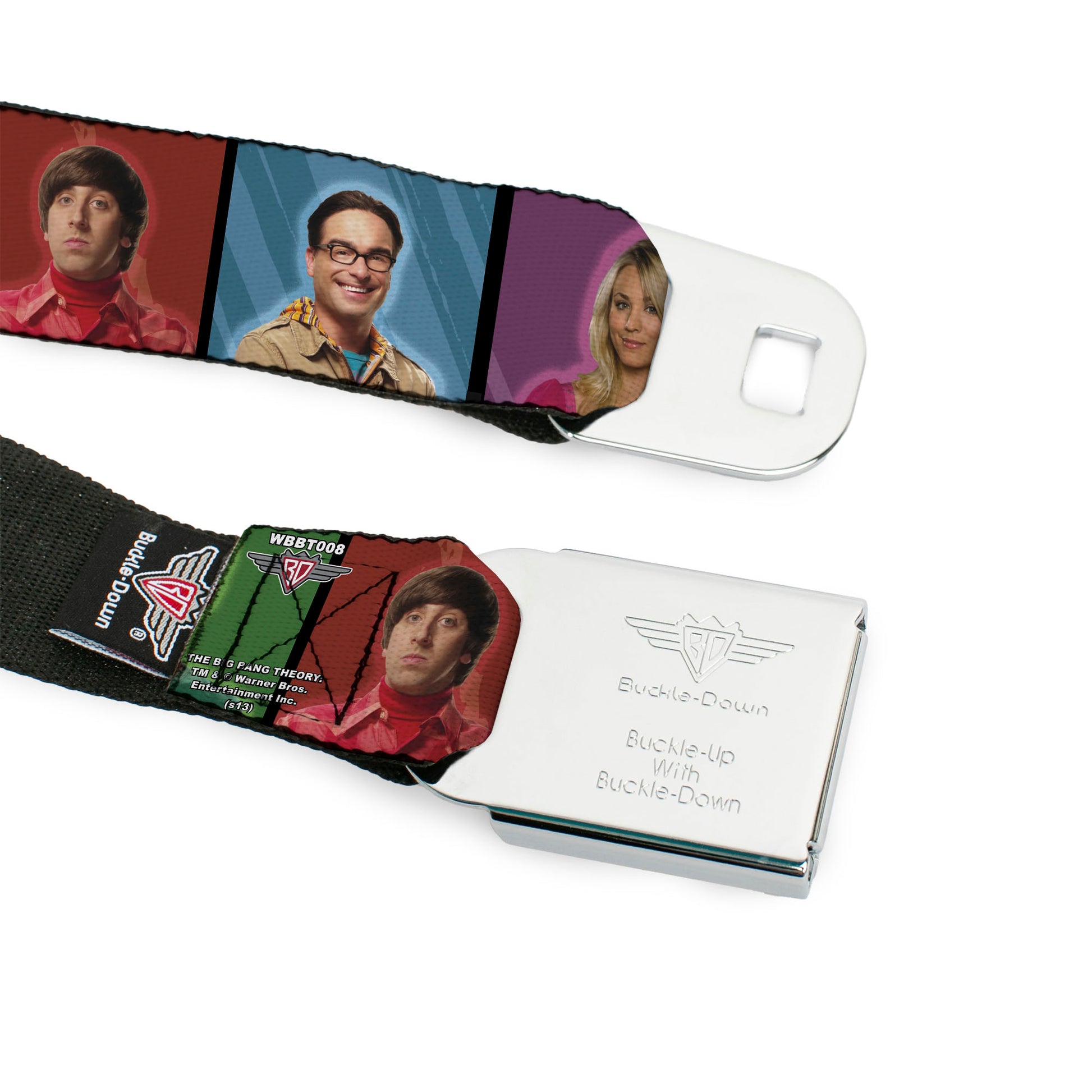 THE BIG BANG THEORY Full Color Black White Red Seatbelt Belt - BBT Character Blocks w/Logo Webbing Seatbelt Belts The Big Bang Theory
