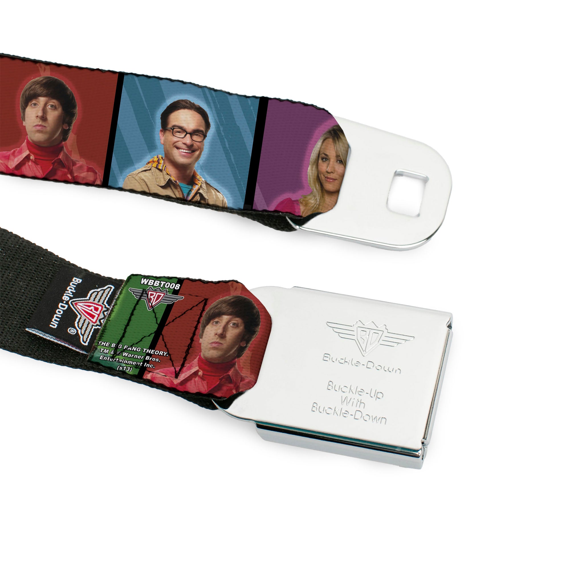 THE BIG BANG THEORY Full Color Black White Red Seatbelt Belt - BBT Character Blocks w/Logo Webbing Seatbelt Belts The Big Bang Theory