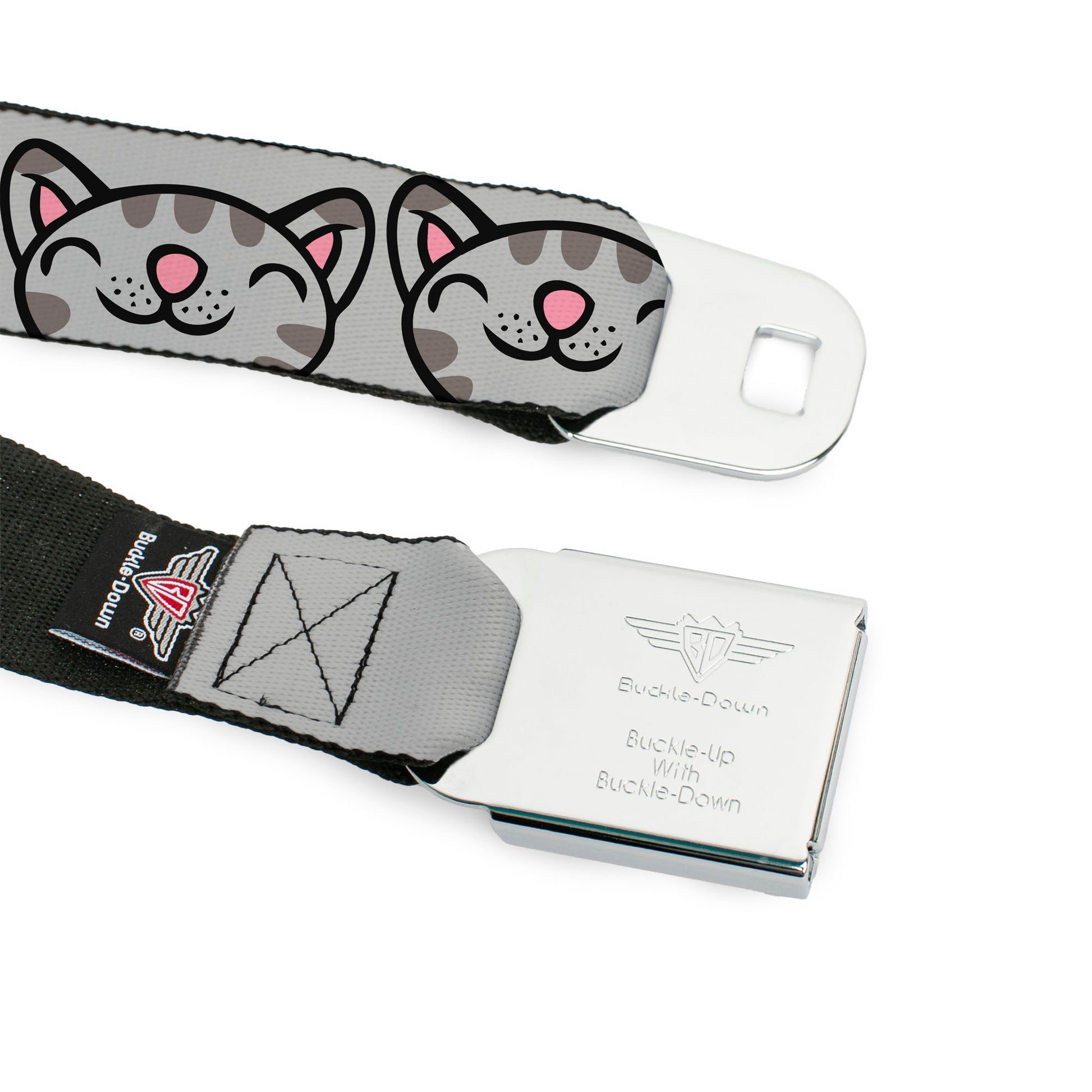 THE BIG BANG THEORY Full Color Black White Red Seatbelt Belt - Soft Kitty Face CLOSE-UP Gray Webbing Seatbelt Belts The Big Bang Theory