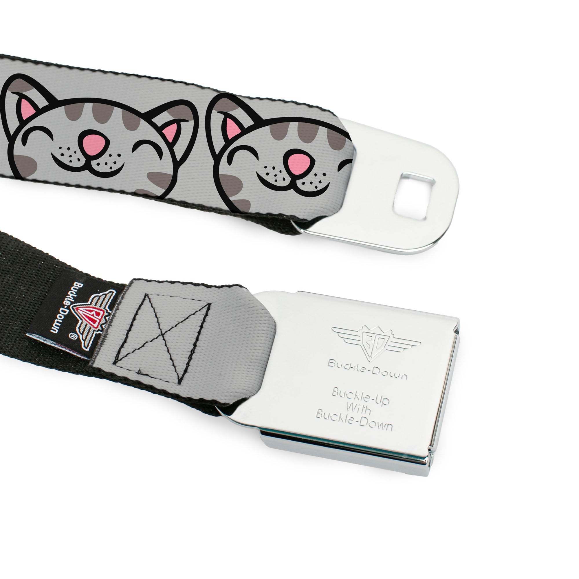 THE BIG BANG THEORY Full Color Black White Red Seatbelt Belt - Soft Kitty Face CLOSE-UP Gray Webbing Seatbelt Belts The Big Bang Theory