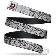 THE BIG BANG THEORY Full Color Black White Red Seatbelt Belt - Soft Kitty Face CLOSE-UP Gray Webbing Seatbelt Belts The Big Bang Theory