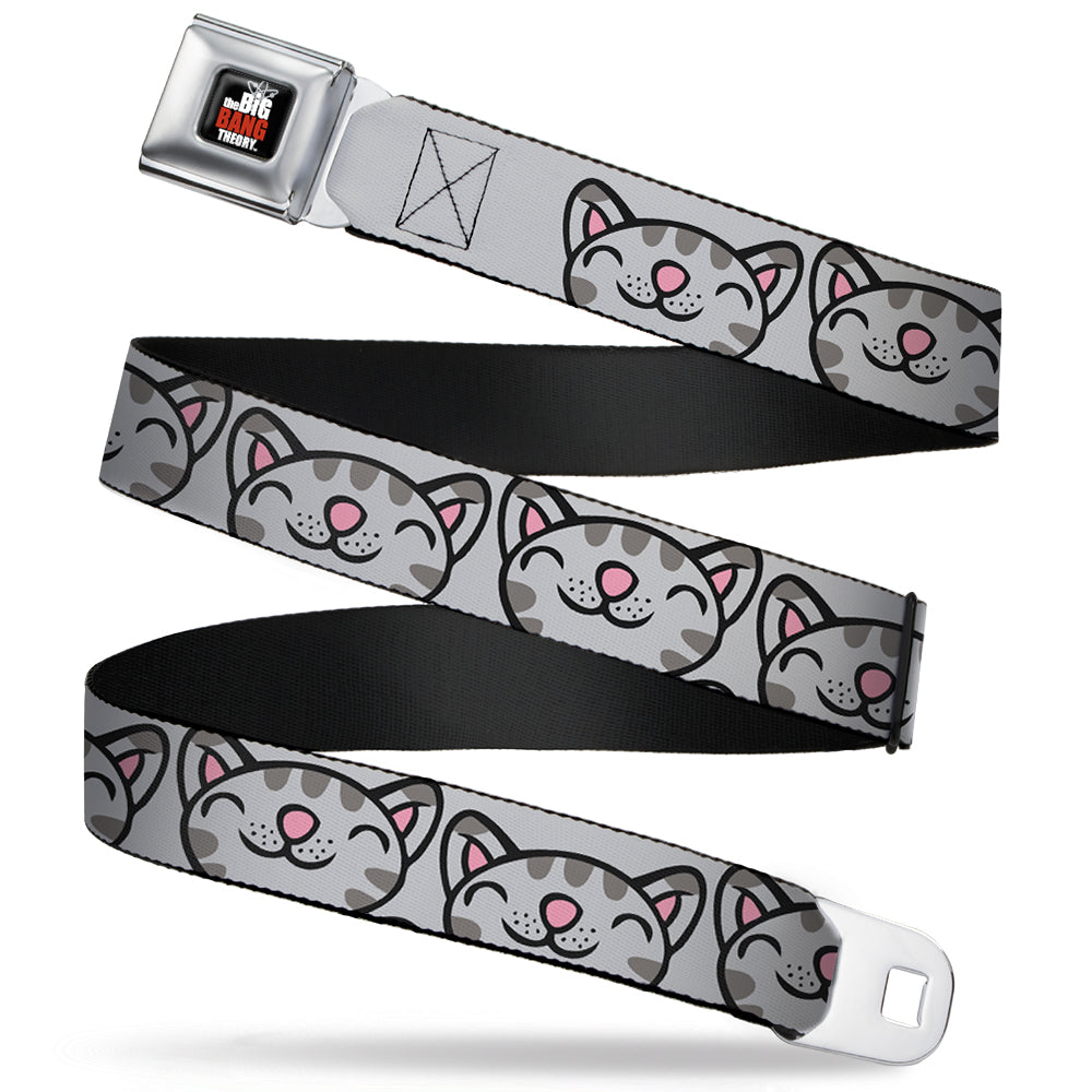 THE BIG BANG THEORY Full Color Black White Red Seatbelt Belt - Soft Kitty Face CLOSE-UP Gray Webbing Seatbelt Belts The Big Bang Theory