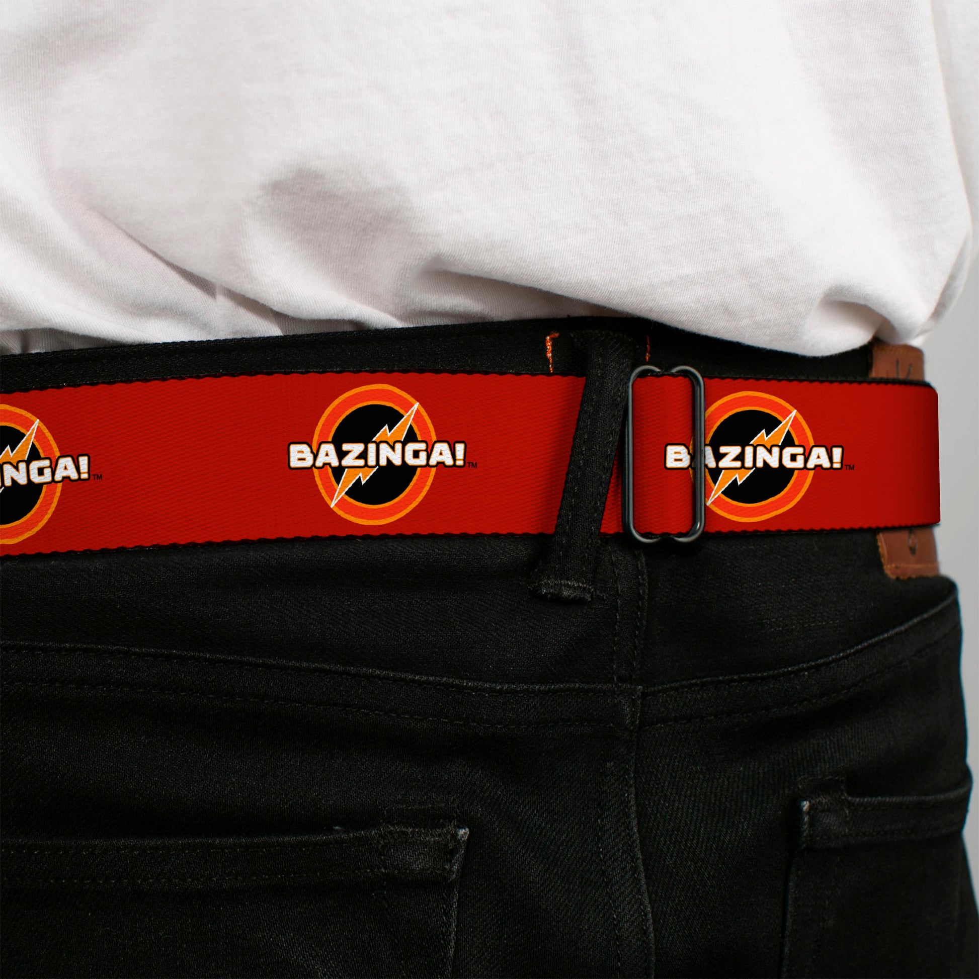 THE BIG BANG THEORY Full Color Black White Red Seatbelt Belt - BAZINGA! Logo Burgundy Webbing Seatbelt Belts The Big Bang Theory