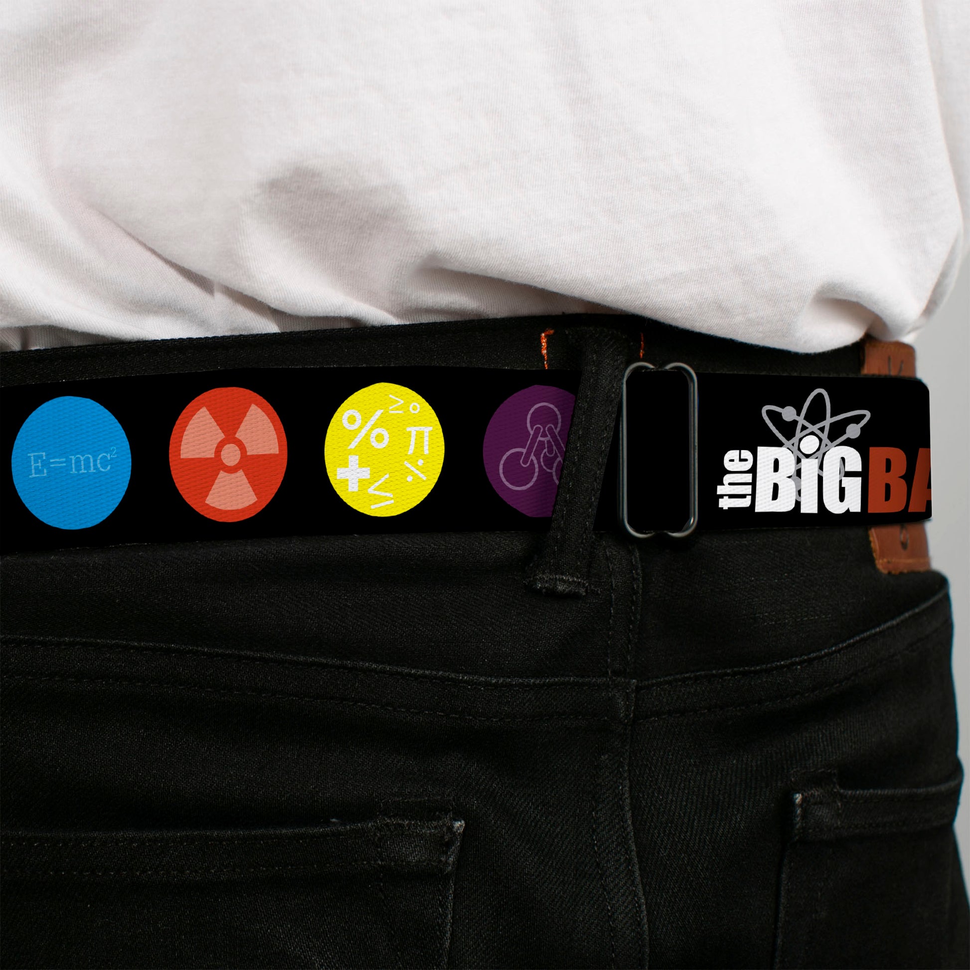 THE BIG BANG THEORY Full Color Black White Red Seatbelt Belt - THE BIG BANG THEORY DNA/Atom/E/Radiation Black Webbing Seatbelt Belts The Big Bang Theory