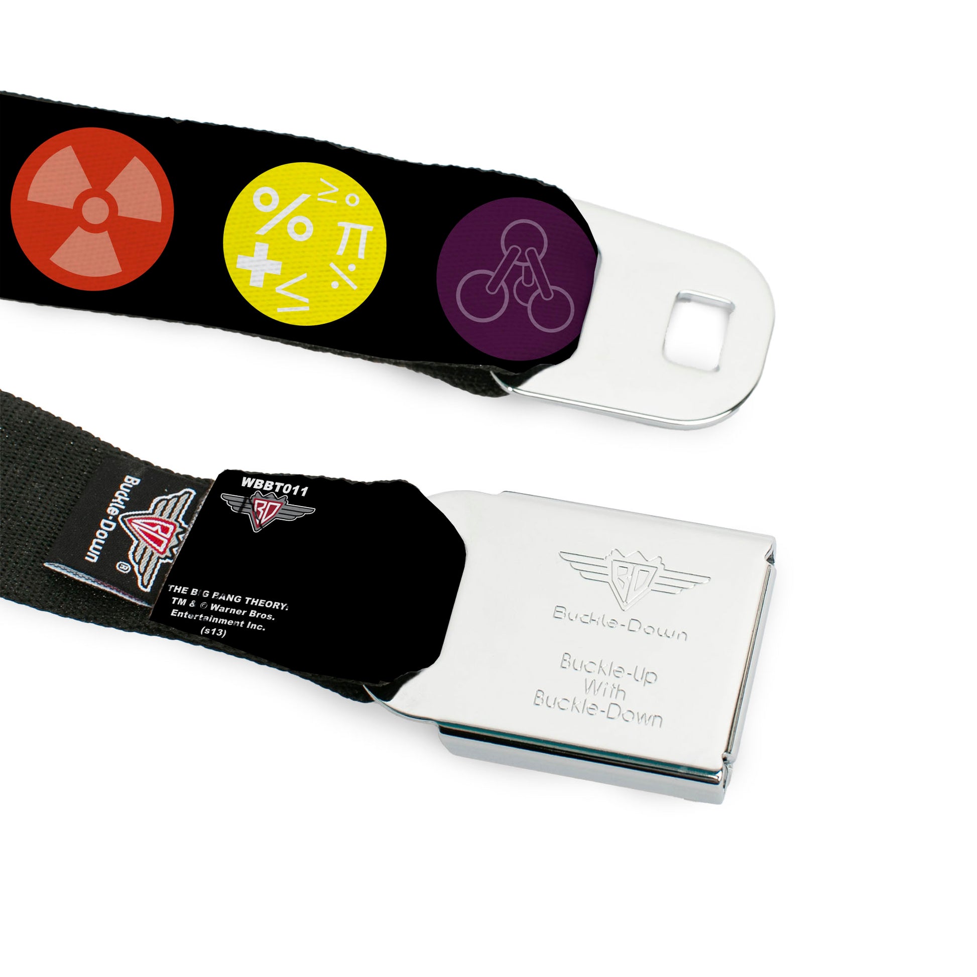THE BIG BANG THEORY Full Color Black White Red Seatbelt Belt - THE BIG BANG THEORY DNA/Atom/E/Radiation Black Webbing Seatbelt Belts The Big Bang Theory