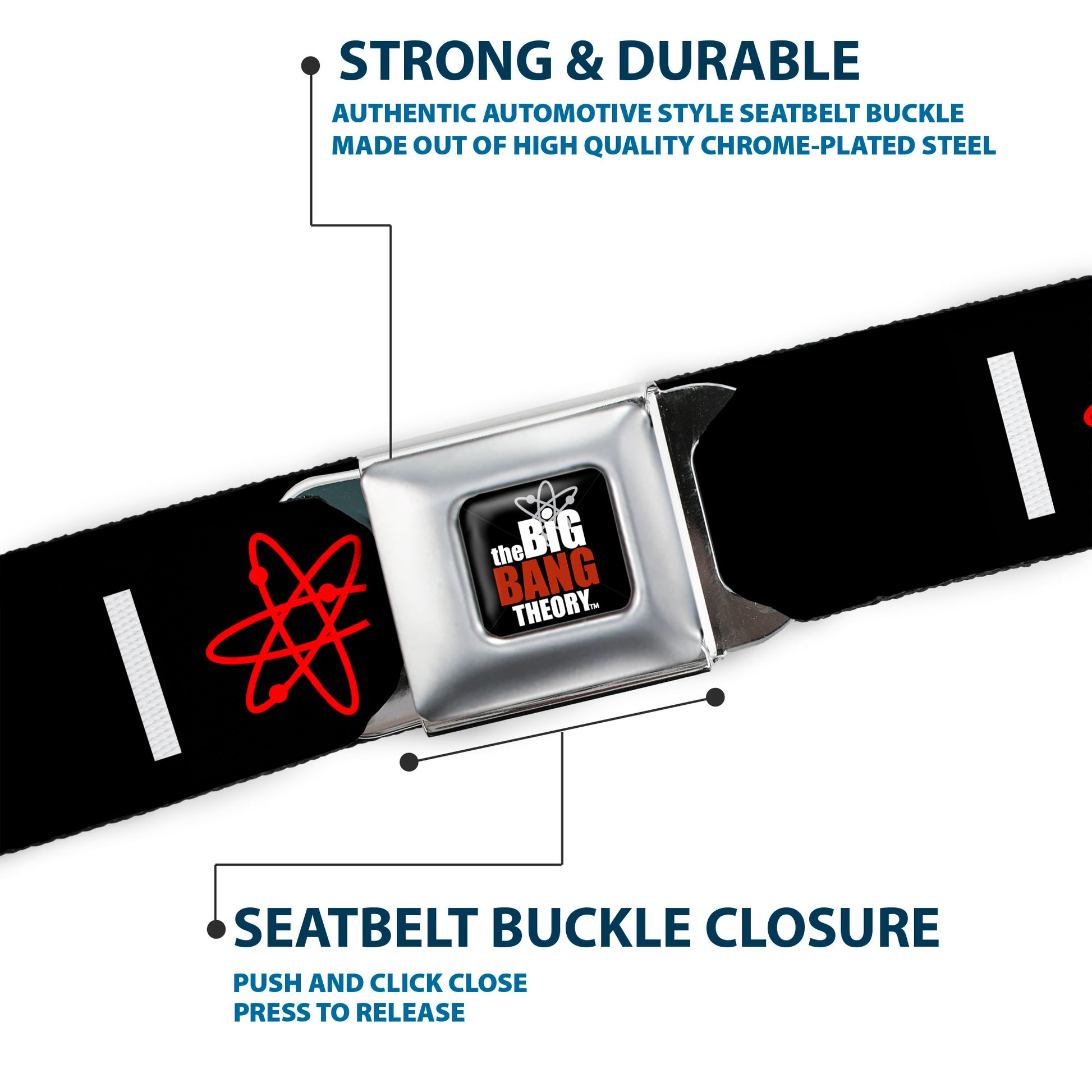 THE BIG BANG THEORY Full Color Black White Red Seatbelt Belt - I "ATOM" COITUS Black/White/Red Webbing Seatbelt Belts The Big Bang Theory
