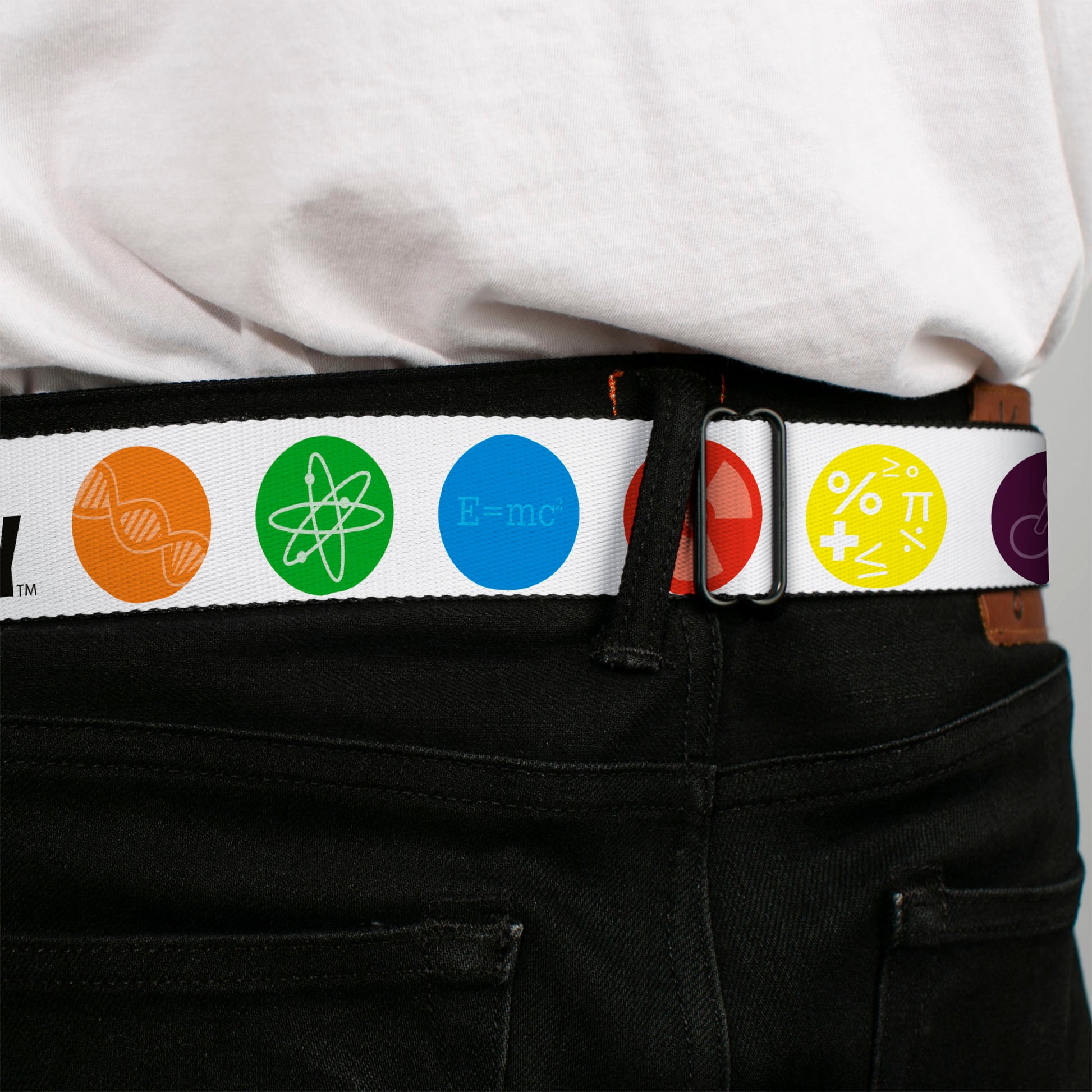 THE BIG BANG THEORY Full Color Black White Red Seatbelt Belt - THE BIG BANG THEORY DNA/Atom/E/Radiation White Webbing Seatbelt Belts The Big Bang Theory