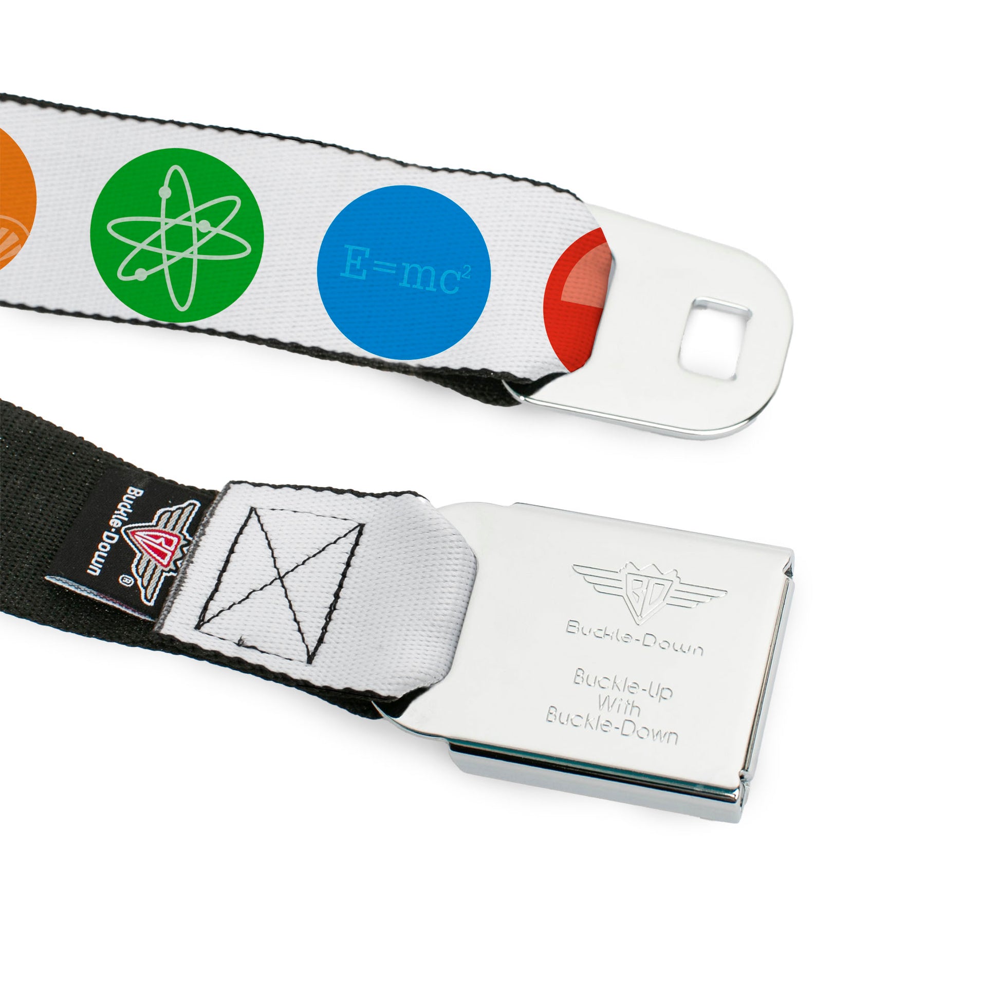 THE BIG BANG THEORY Full Color Black White Red Seatbelt Belt - THE BIG BANG THEORY DNA/Atom/E/Radiation White Webbing Seatbelt Belts The Big Bang Theory