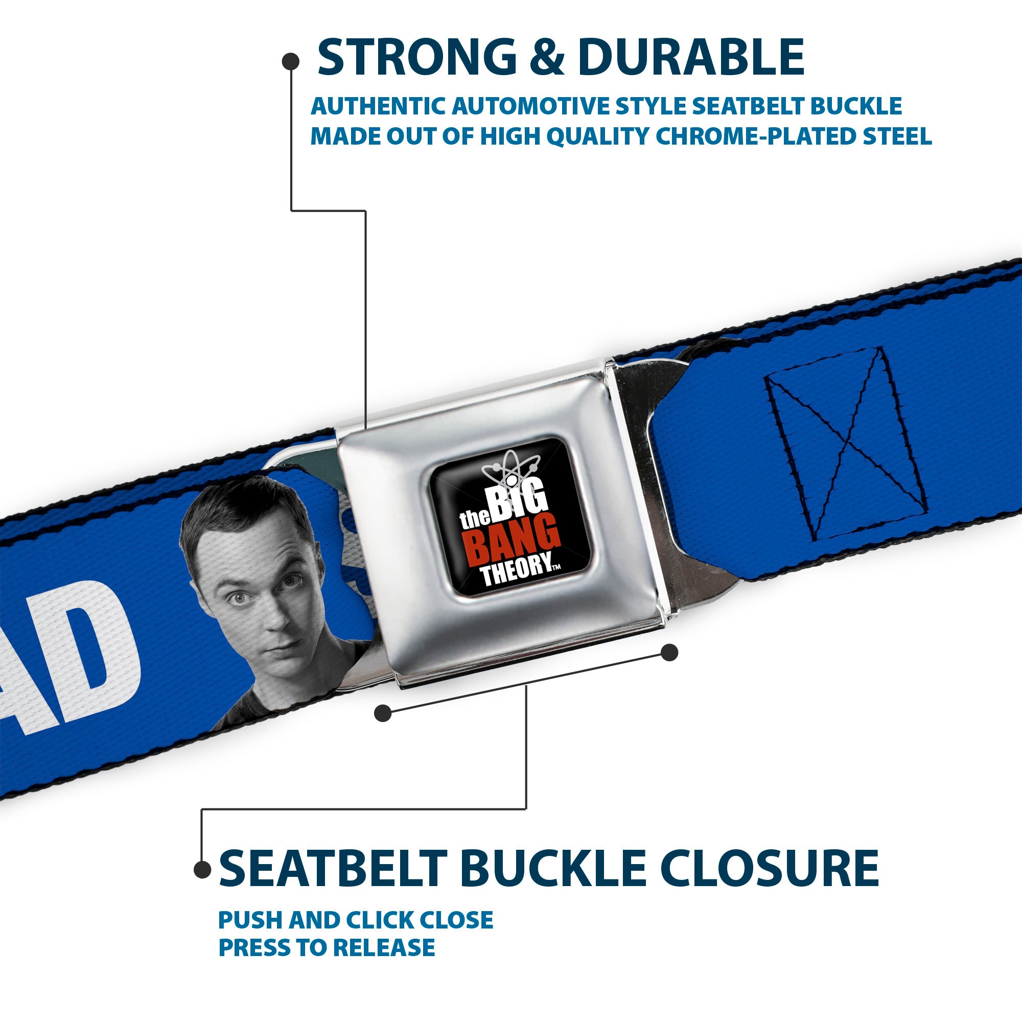 THE BIG BANG THEORY Full Color Black White Red Seatbelt Belt - Sheldon I CRY BECAUSE OTHERS ARE STUPID/THAT MAKES ME SAD Blue/White Webbing Seatbelt Belts The Big Bang Theory