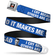 THE BIG BANG THEORY Full Color Black White Red Seatbelt Belt - Sheldon I CRY BECAUSE OTHERS ARE STUPID/THAT MAKES ME SAD Blue/White Webbing Seatbelt Belts The Big Bang Theory