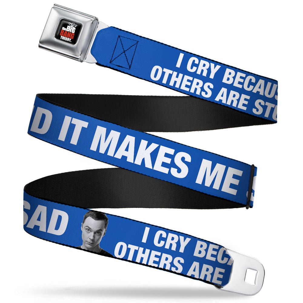 THE BIG BANG THEORY Full Color Black White Red Seatbelt Belt - Sheldon I CRY BECAUSE OTHERS ARE STUPID/THAT MAKES ME SAD Blue/White Webbing Seatbelt Belts The Big Bang Theory