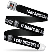 THE BIG BANG THEORY Full Color Black White Red Seatbelt Belt - Sheldon I CRY BECAUSE OTHERS ARE STUPID/THAT MAKES ME SAD Black/White Webbing Seatbelt Belts The Big Bang Theory