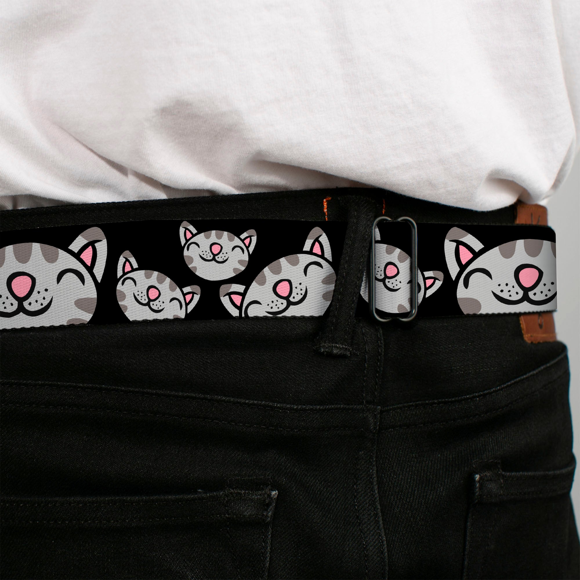 THE BIG BANG THEORY Full Color Black White Red Seatbelt Belt - Mutli Soft Kitty Face Black Webbing Seatbelt Belts The Big Bang Theory