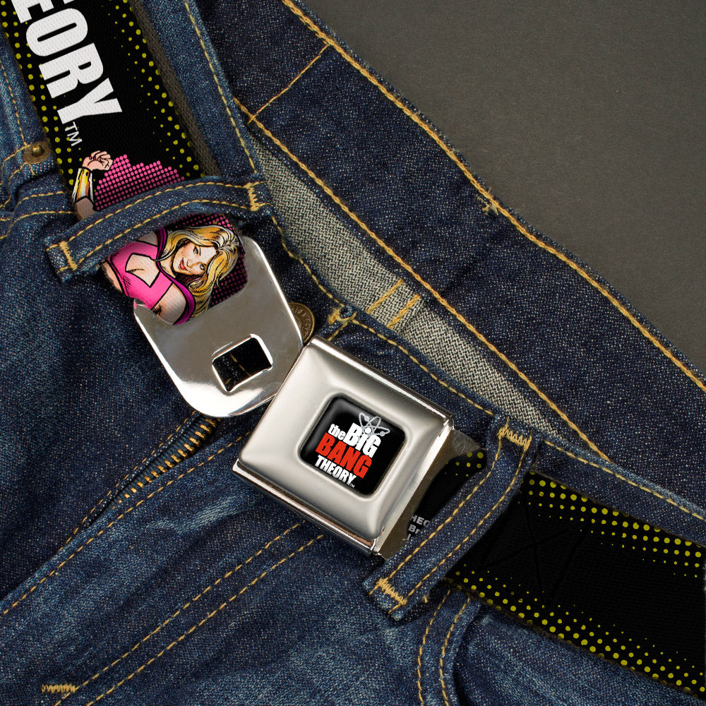THE BIG BANG THEORY Full Color Black White Red Seatbelt Belt - THE BIG BANG THEORY Superhero Character Poses Black Webbing Seatbelt Belts The Big Bang Theory