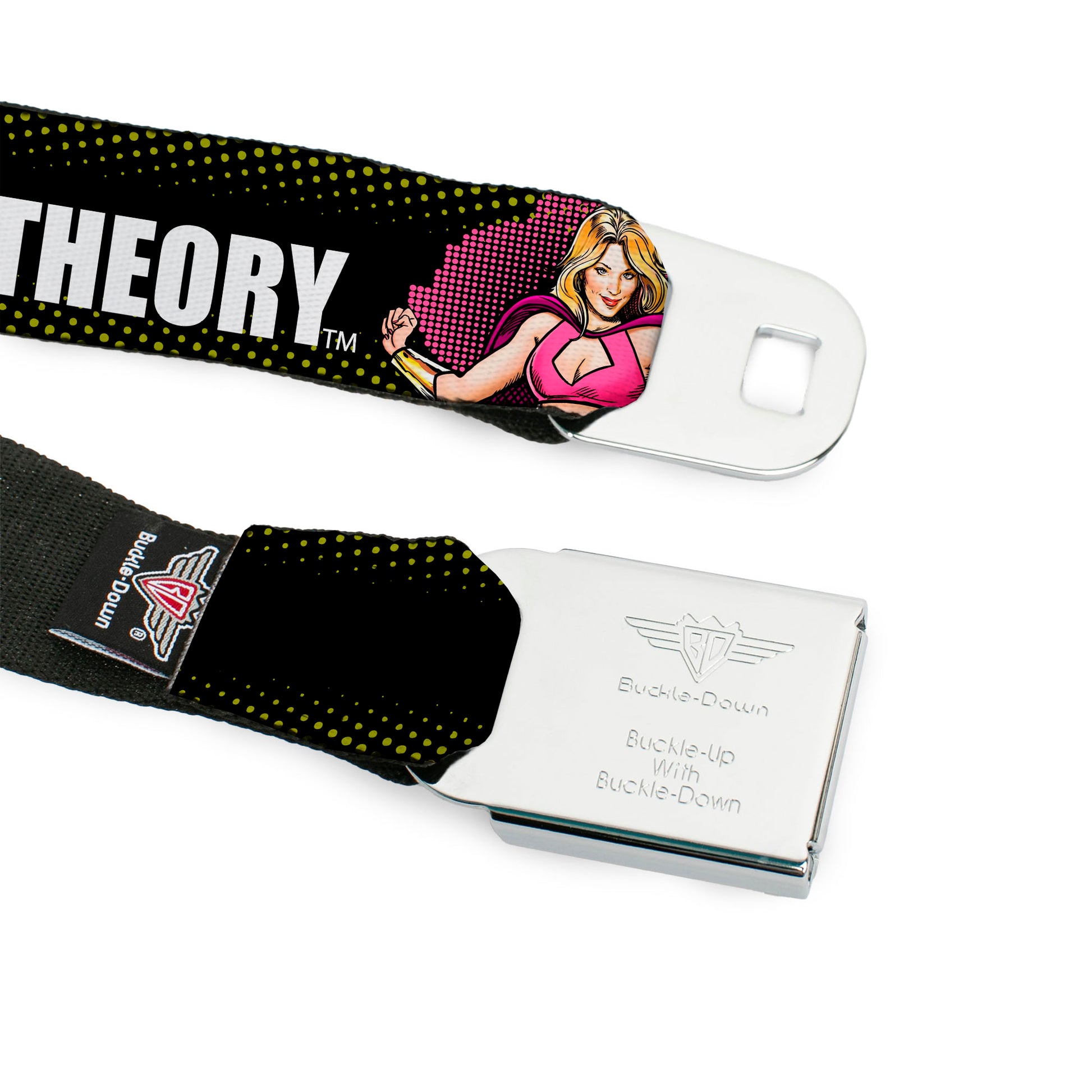 THE BIG BANG THEORY Full Color Black White Red Seatbelt Belt - THE BIG BANG THEORY Superhero Character Poses Black Webbing Seatbelt Belts The Big Bang Theory