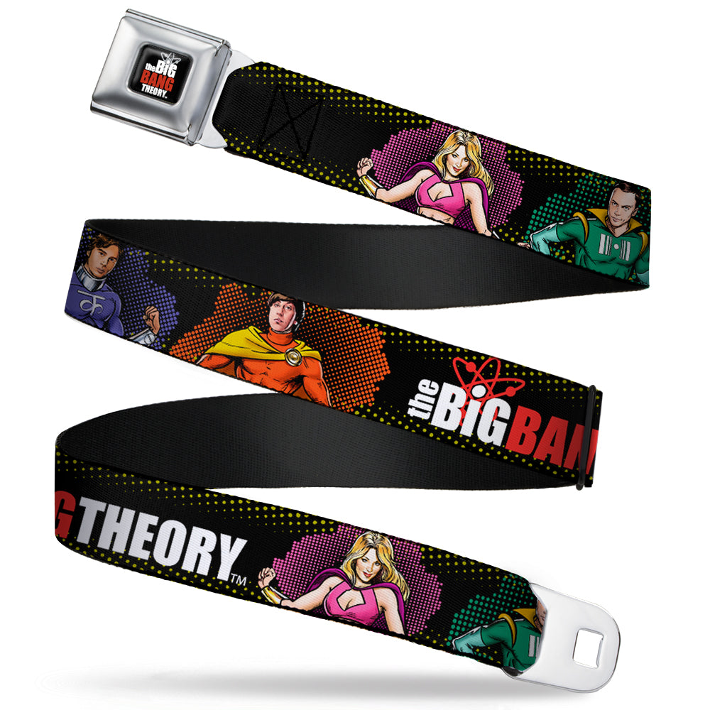 THE BIG BANG THEORY Full Color Black White Red Seatbelt Belt - THE BIG BANG THEORY Superhero Character Poses Black Webbing Seatbelt Belts The Big Bang Theory