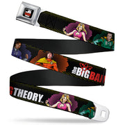 THE BIG BANG THEORY Full Color Black White Red Seatbelt Belt - THE BIG BANG THEORY Superhero Character Poses Black Webbing Seatbelt Belts The Big Bang Theory