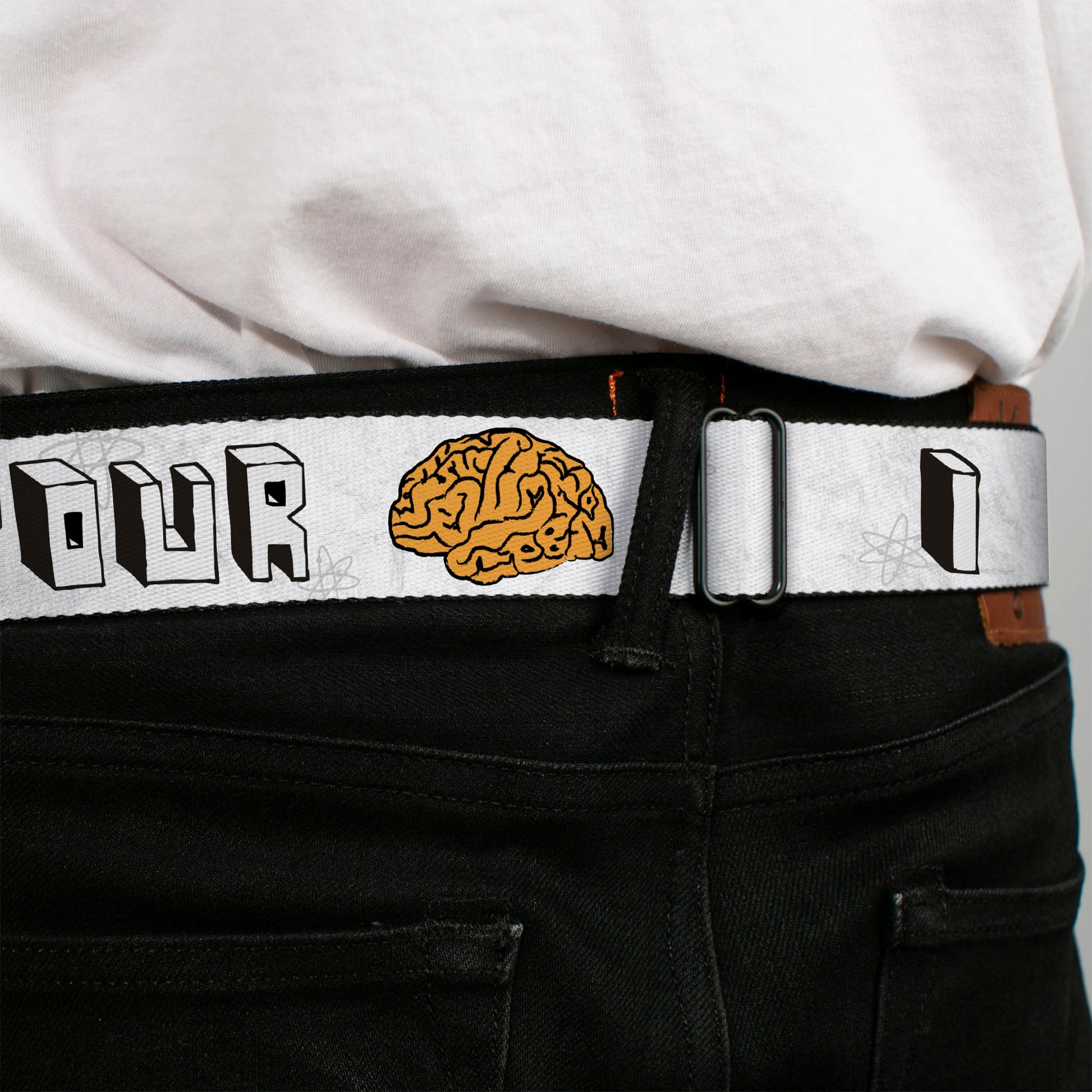 THE BIG BANG THEORY Full Color Black White Red Seatbelt Belt - I "HEART" YOUR "BRAIN" Sketch Webbing Seatbelt Belts The Big Bang Theory