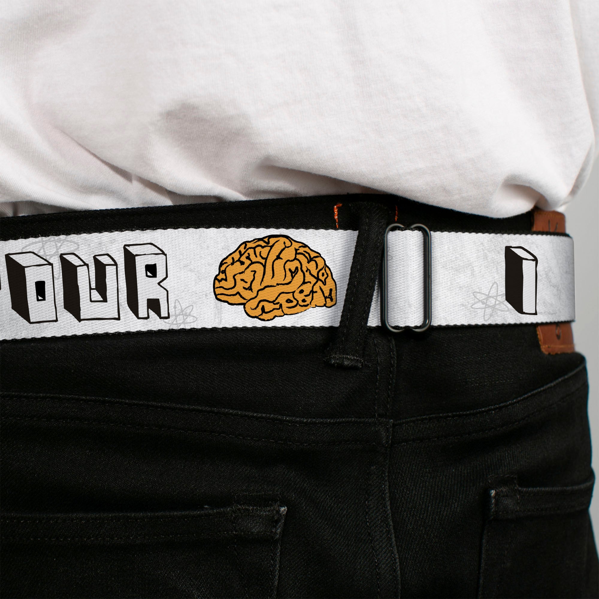 THE BIG BANG THEORY Full Color Black White Red Seatbelt Belt - I "HEART" YOUR "BRAIN" Sketch Webbing Seatbelt Belts The Big Bang Theory