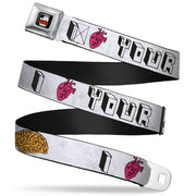 THE BIG BANG THEORY Full Color Black White Red Seatbelt Belt - I "HEART" YOUR "BRAIN" Sketch Webbing Seatbelt Belts The Big Bang Theory