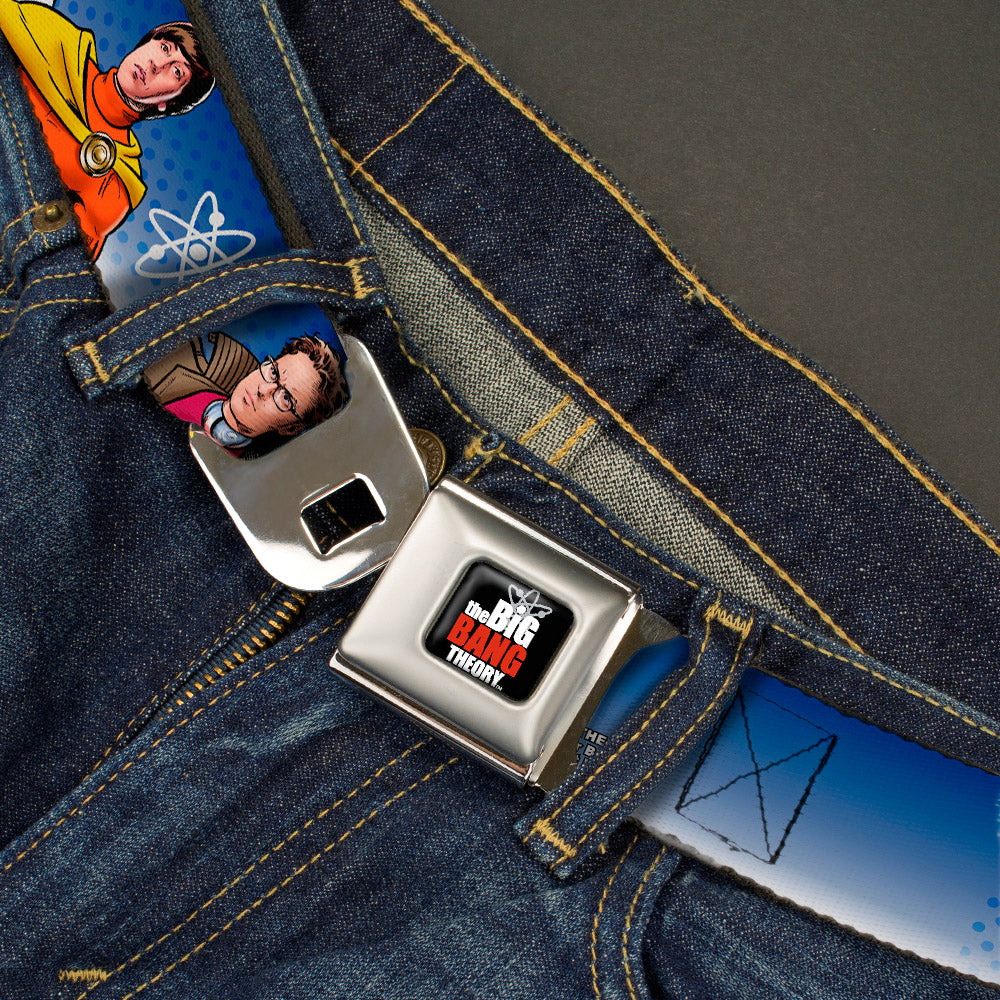THE BIG BANG THEORY Full Color Black White Red Seatbelt Belt - The Big Bang Theory Superhero Characters Group Blue Dot Fade Webbing Seatbelt Belts The Big Bang Theory