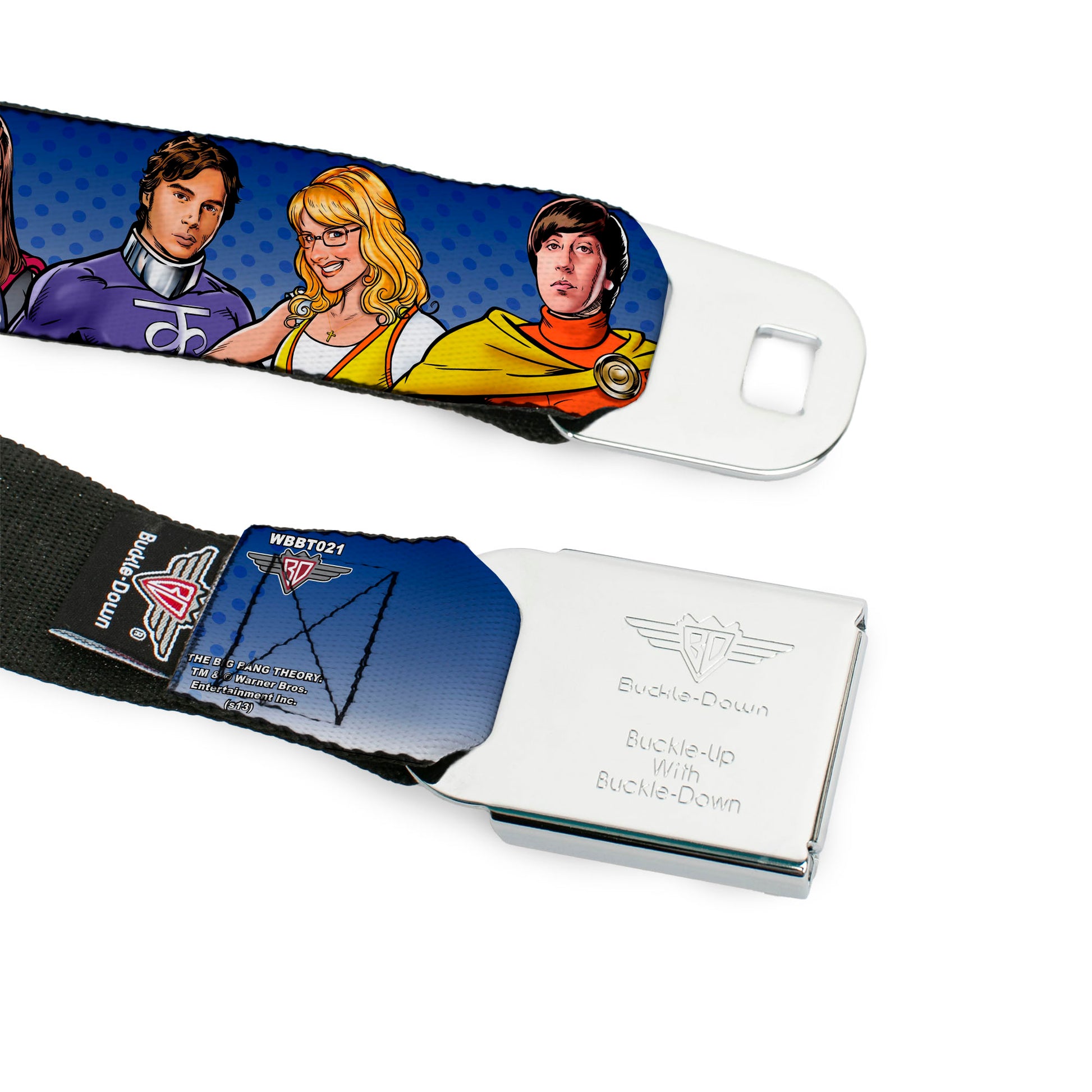 THE BIG BANG THEORY Full Color Black White Red Seatbelt Belt - The Big Bang Theory Superhero Characters Group Blue Dot Fade Webbing Seatbelt Belts The Big Bang Theory