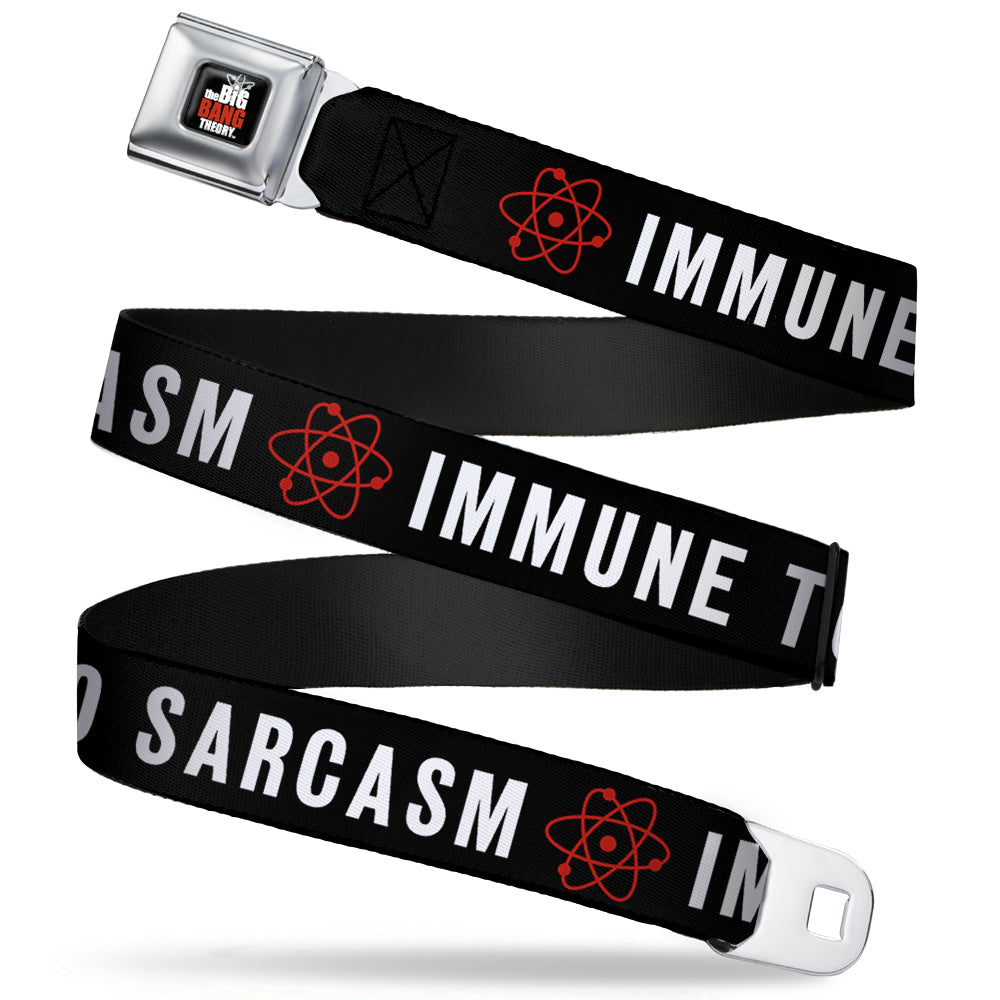 THE BIG BANG THEORY Full Color Black White Red Seatbelt Belt - IMMUNE TO SARCASM/Atom Black/White/Red Webbing Seatbelt Belts The Big Bang Theory