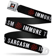 THE BIG BANG THEORY Full Color Black White Red Seatbelt Belt - IMMUNE TO SARCASM/Atom Black/White/Red Webbing Seatbelt Belts The Big Bang Theory