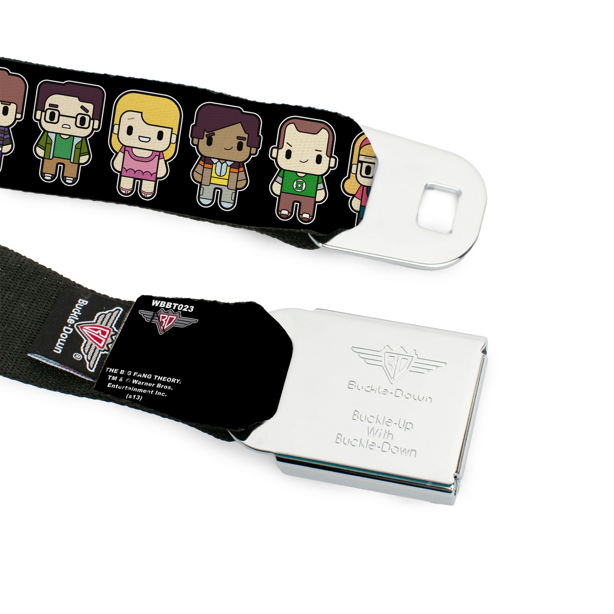 THE BIG BANG THEORY Full Color Black White Red Seatbelt Belt - Big Bang Theory Chibi Characters Black Webbing Seatbelt Belts The Big Bang Theory