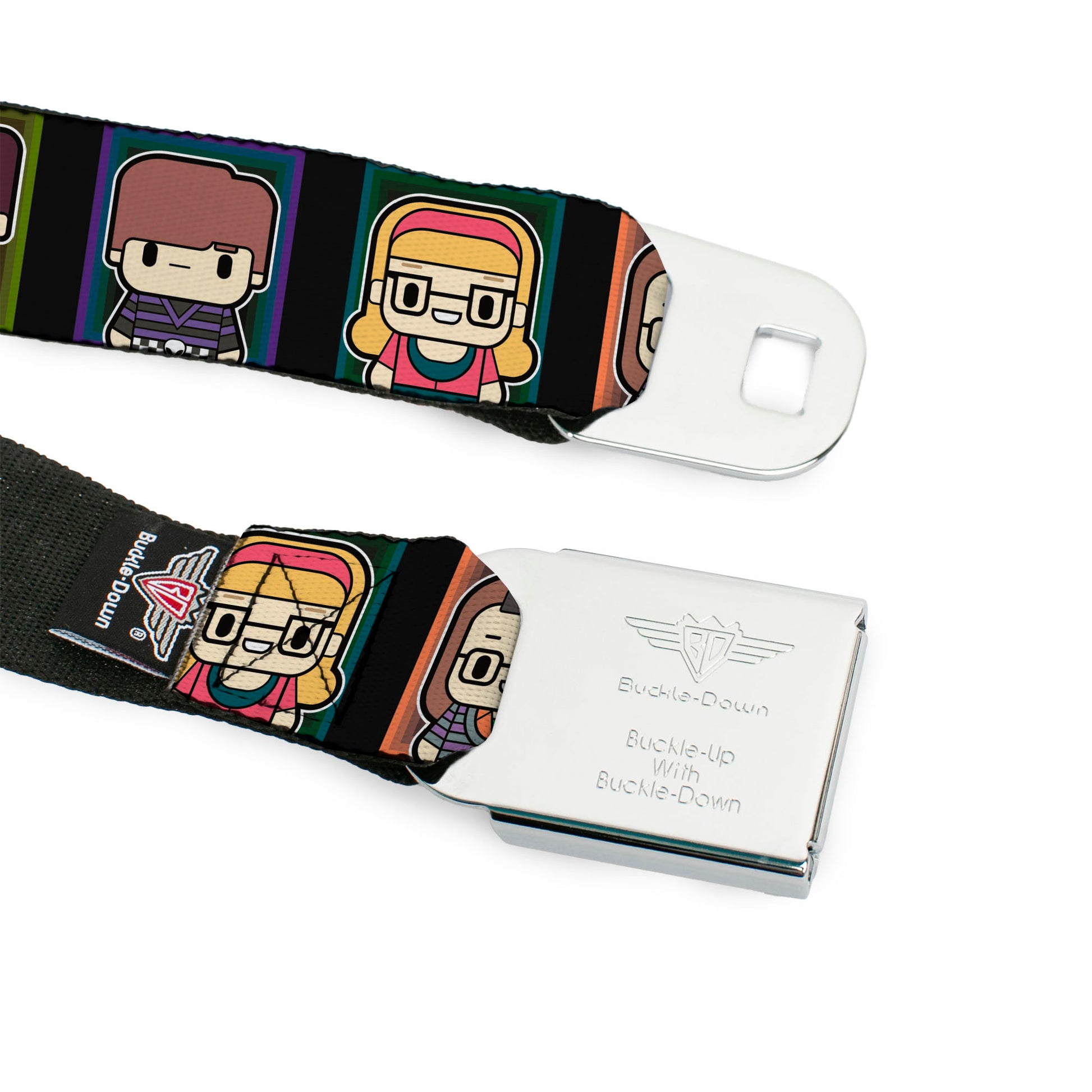 THE BIG BANG THEORY Full Color Black White Red Seatbelt Belt - Big Bang Theory Chibi Character Blocks Webbing Seatbelt Belts The Big Bang Theory