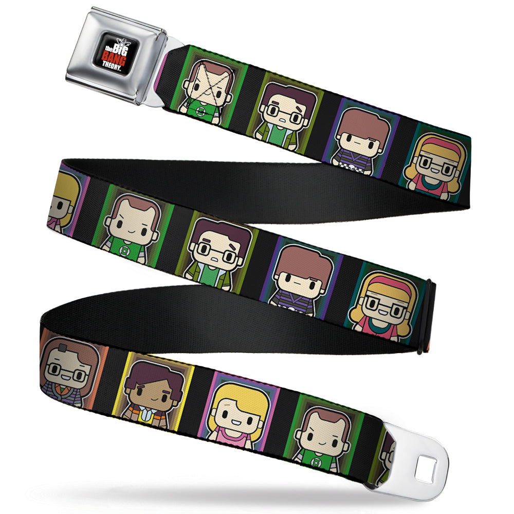 THE BIG BANG THEORY Full Color Black White Red Seatbelt Belt - Big Bang Theory Chibi Character Blocks Webbing Seatbelt Belts The Big Bang Theory