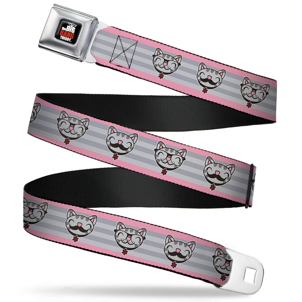 THE BIG BANG THEORY Full Color Black White Red Seatbelt Belt - Soft Kitty Nerd/Mustacho Expressions Stripe Grays Webbing Seatbelt Belts The Big Bang Theory