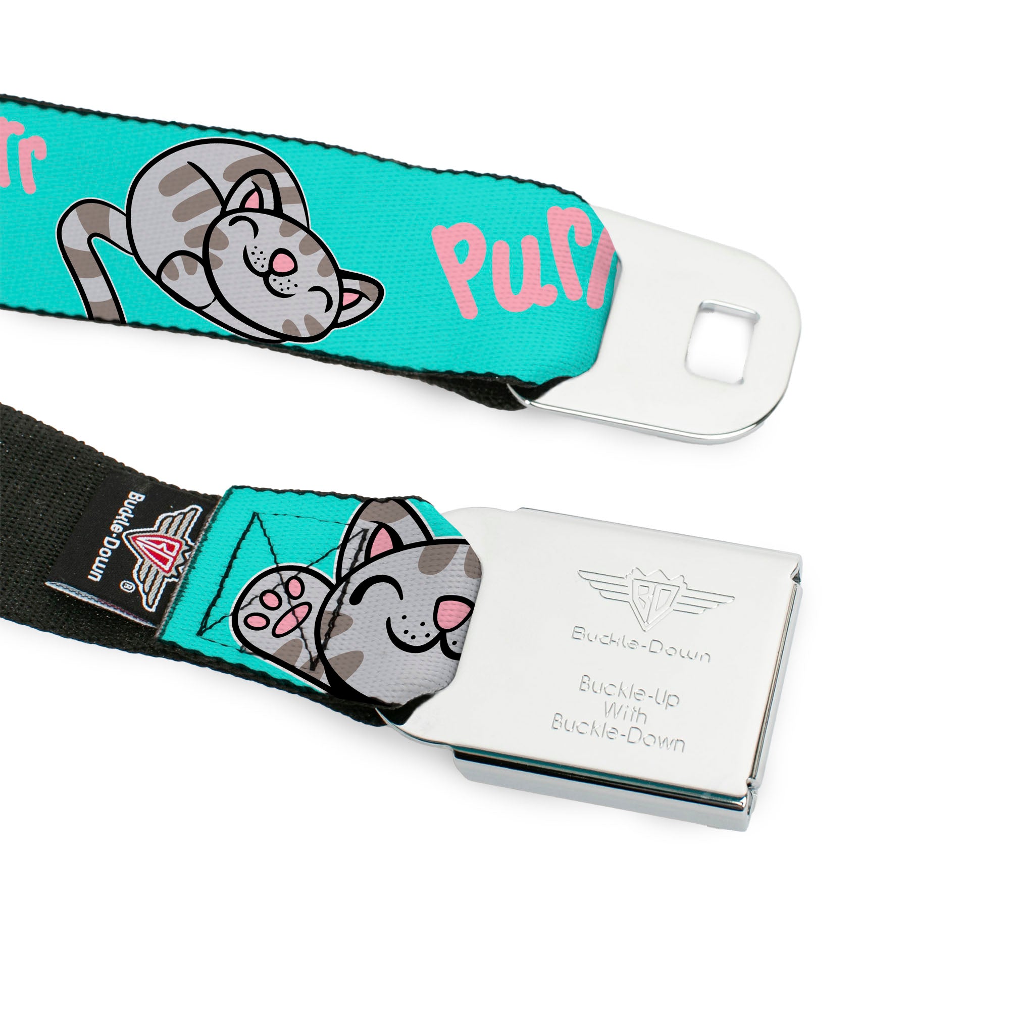 THE BIG BANG THEORY Full Color Black White Red Seatbelt Belt - Soft Kitty Poses Pale Turquoise/Pink Webbing Seatbelt Belts The Big Bang Theory