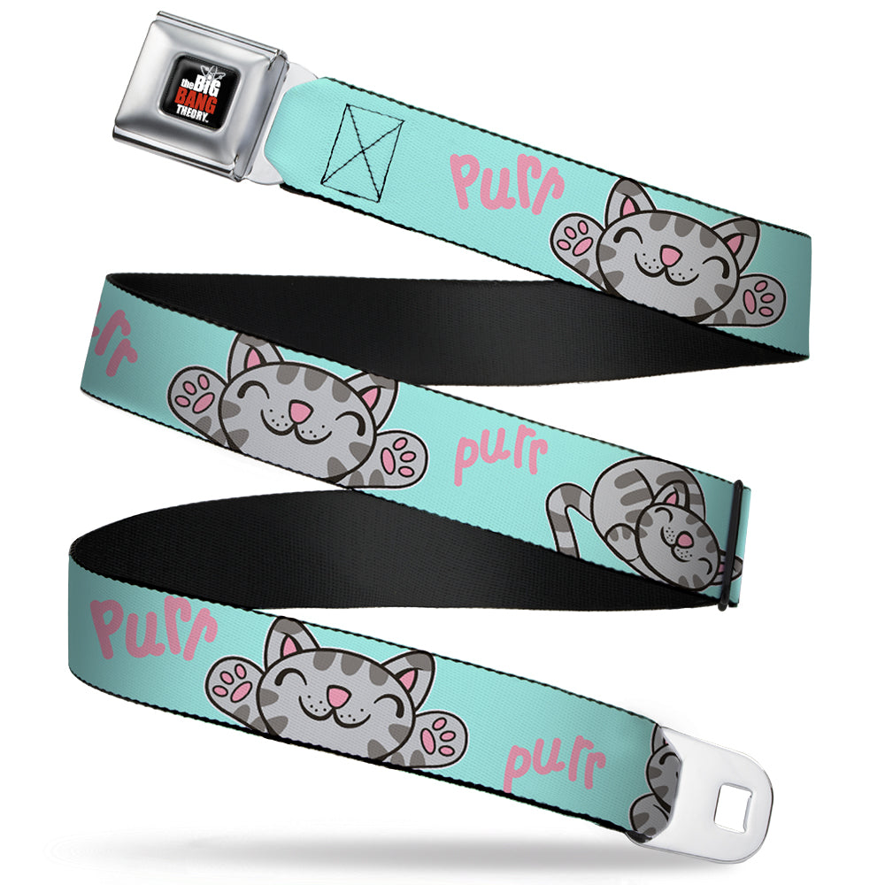 THE BIG BANG THEORY Full Color Black White Red Seatbelt Belt - Soft Kitty Poses Pale Turquoise/Pink Webbing Seatbelt Belts The Big Bang Theory