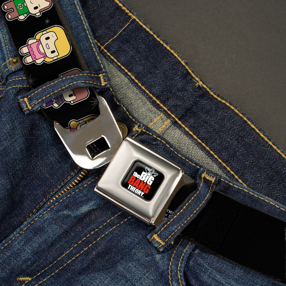 THE BIG BANG THEORY Full Color Black White Red Seatbelt Belt - Big Bang Theory Chibi Characters/Atom/Stars Webbing Seatbelt Belts The Big Bang Theory