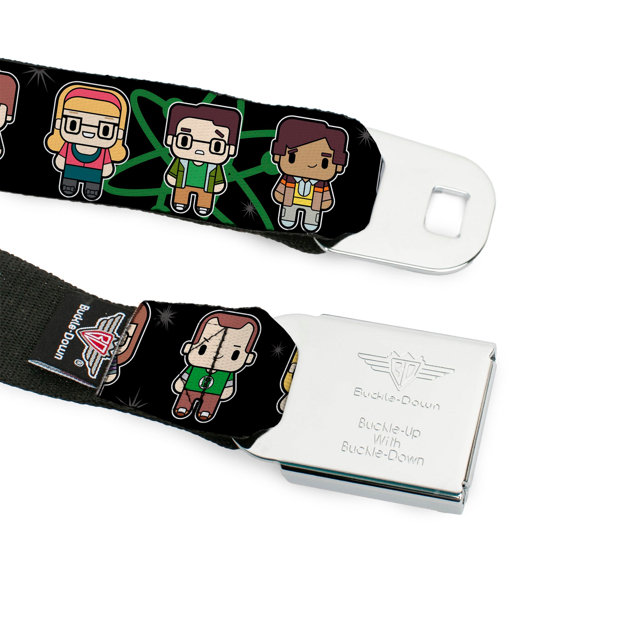 THE BIG BANG THEORY Full Color Black White Red Seatbelt Belt - Big Bang Theory Chibi Characters/Atom/Stars Webbing Seatbelt Belts The Big Bang Theory
