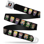 THE BIG BANG THEORY Full Color Black White Red Seatbelt Belt - Big Bang Theory Chibi Characters/Atom/Stars Webbing Seatbelt Belts The Big Bang Theory