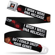 THE BIG BANG THEORY Full Color Black White Red Seatbelt Belt - Howard/Double Helix I WISH I WERE DNA HELICASE Black/White/Red Webbing Seatbelt Belts The Big Bang Theory