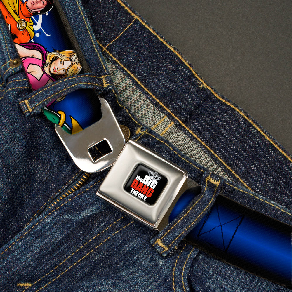 THE BIG BANG THEORY Full Color Black White Red Seatbelt Belt - The Big Bang Theory Superhero Characters Group BAZINGA! Black-Blue Fade Webbing Seatbelt Belts The Big Bang Theory