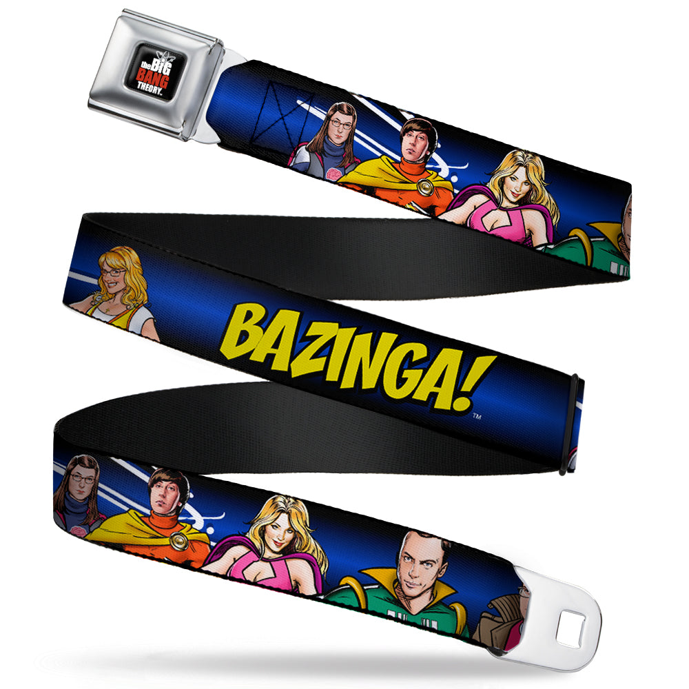 THE BIG BANG THEORY Full Color Black White Red Seatbelt Belt - The Big Bang Theory Superhero Characters Group BAZINGA! Black-Blue Fade Webbing Seatbelt Belts The Big Bang Theory