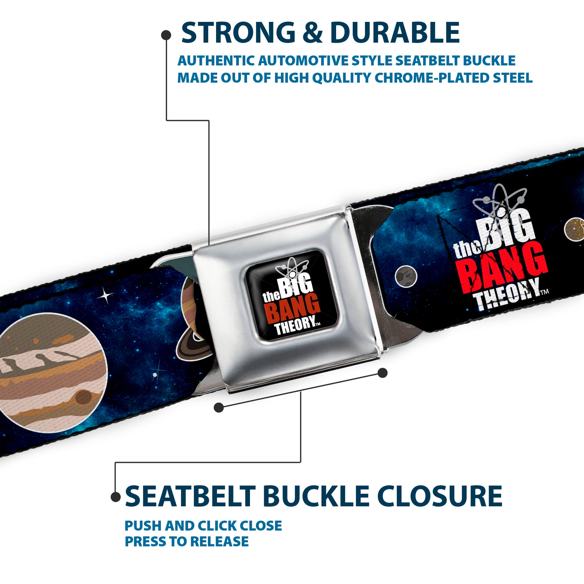 THE BIG BANG THEORY Full Color Black White Red Seatbelt Belt - THE BIG BANG THEORY Planets/Space Webbing Seatbelt Belts The Big Bang Theory