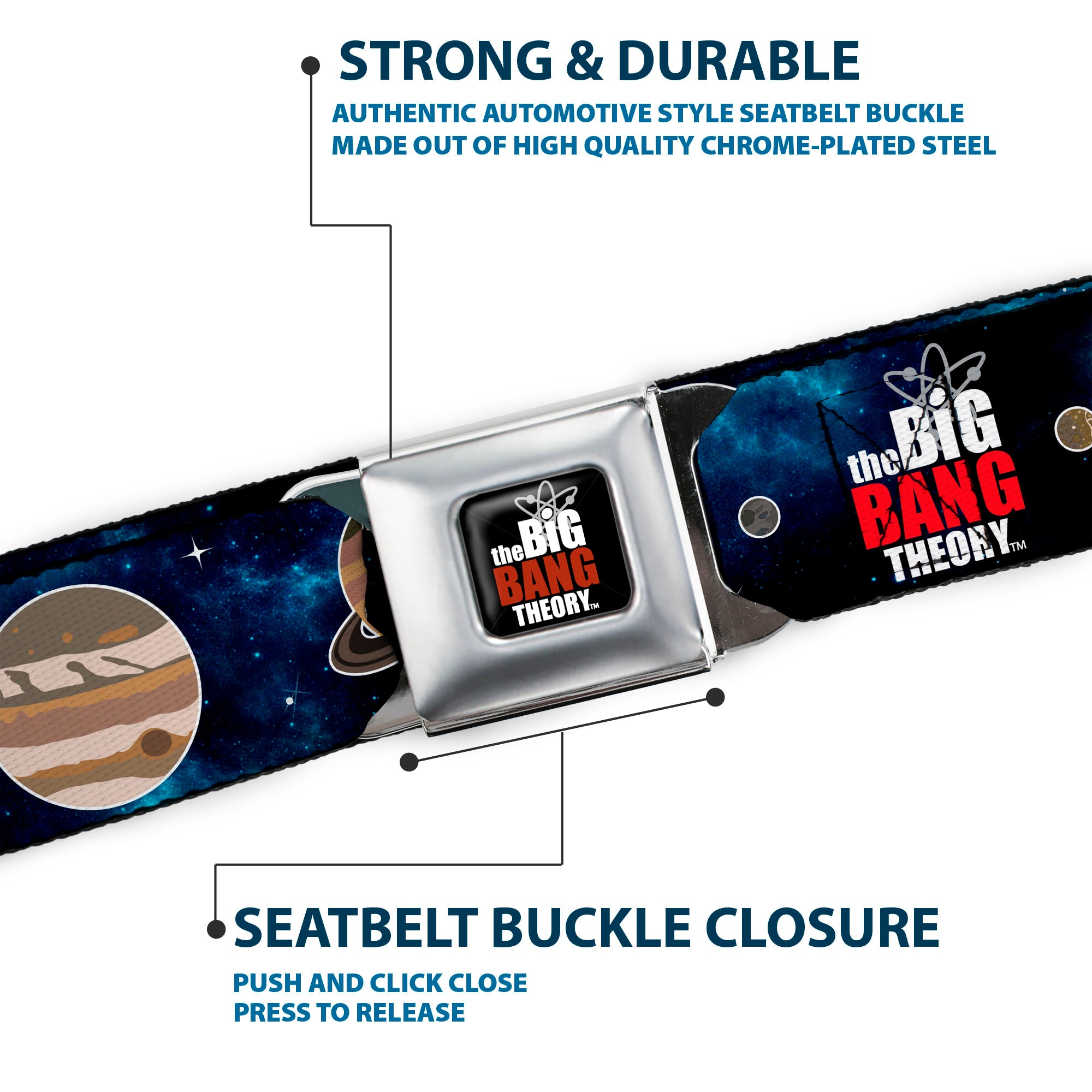 THE BIG BANG THEORY Full Color Black White Red Seatbelt Belt - THE BIG BANG THEORY Planets/Space Webbing Seatbelt Belts The Big Bang Theory