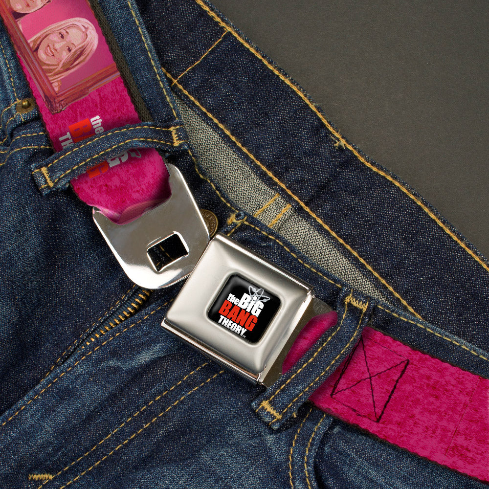 THE BIG BANG THEORY Full Color Black White Red Seatbelt Belt - Amy & Penny Sketch/Portrait BESTIES Pinks/White Webbing Seatbelt Belts The Big Bang Theory